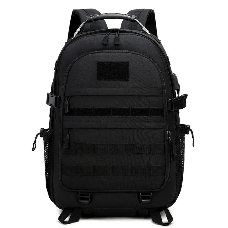 Nylon Tactical Unisex Sport Backpack Outdoor Travel Hiking Laptop Bag USB Charging Waterproof Large Capacity Backbag Men
