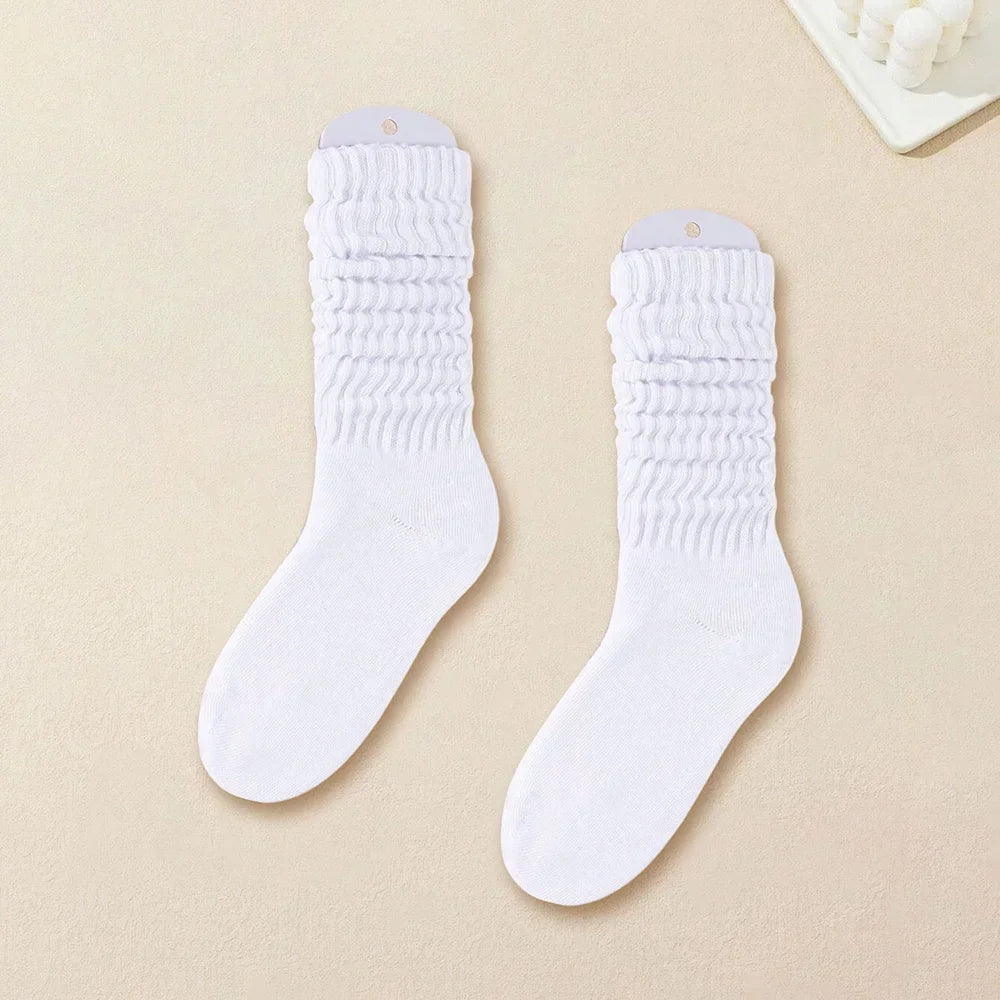 6 pairs of women's mid leg pleated socks, suitable for casual clothing, daily comfortable and soft texture