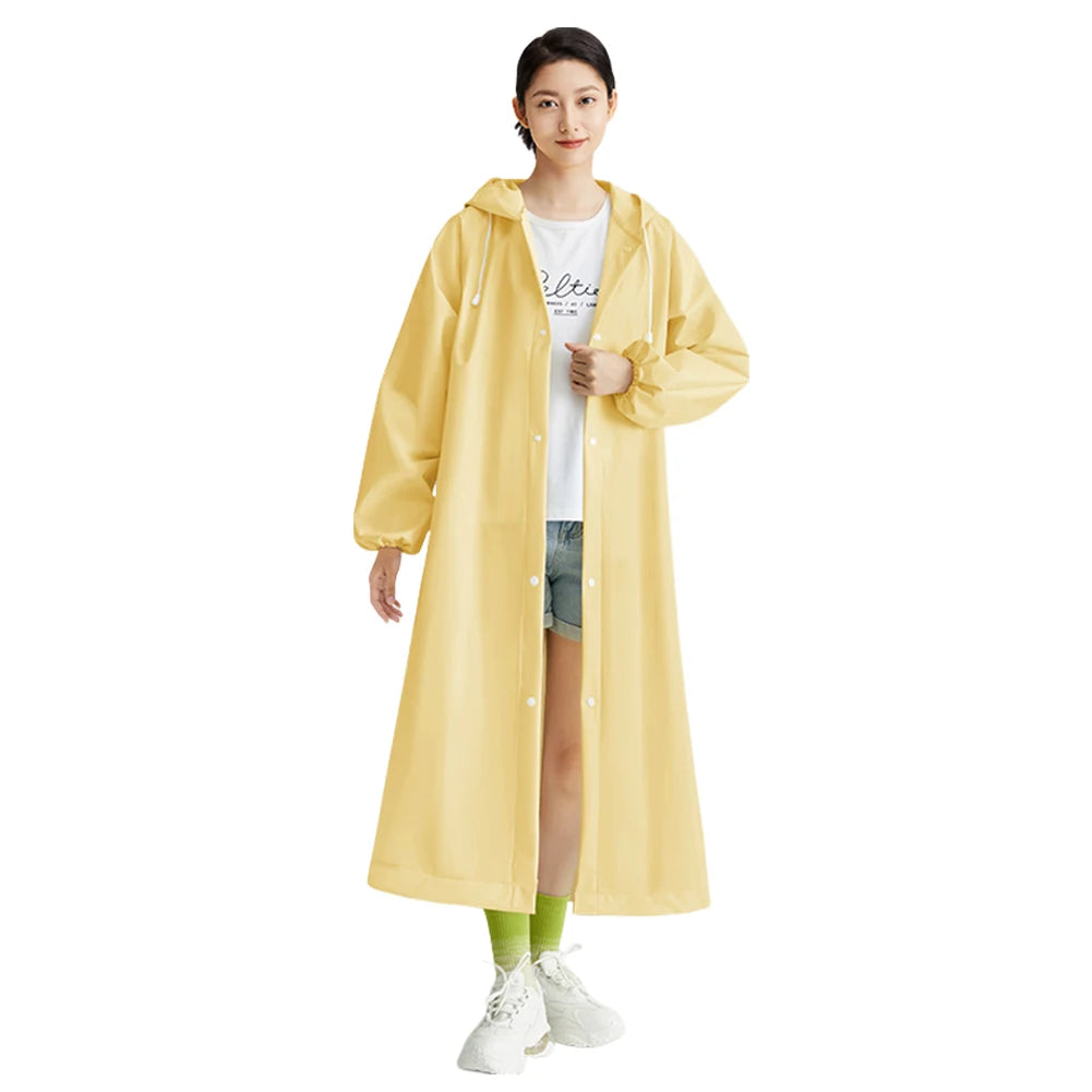 Disposable Adult Long Raincoat Windproof Waterproof Rain Coat Drawstring EVA Rain Coat Portable for Outdoor Travel Emergency