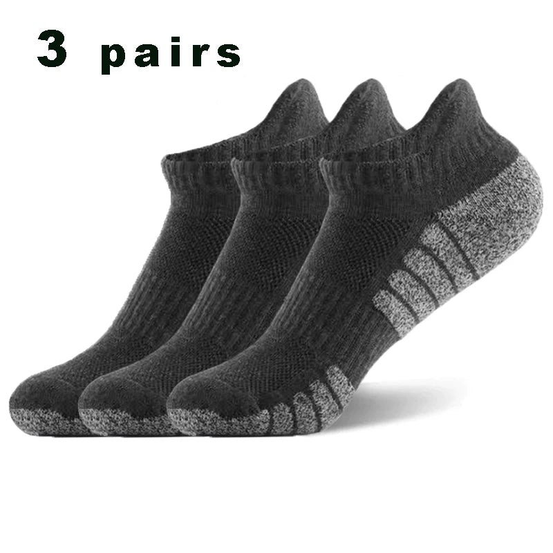 3 Pairs Professional Running Sports Fitness Ankle Socks Men's Towel Socks Outdoor Sports Short Socks Men And Women Socks GIFRS