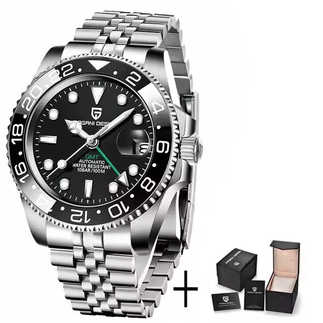 PAGANI DESIGN 2026 GMT Watches Men Luxury Sapphire Automatic Mechanical Watch 40MM Stainless Steel Waterproof Watches for men