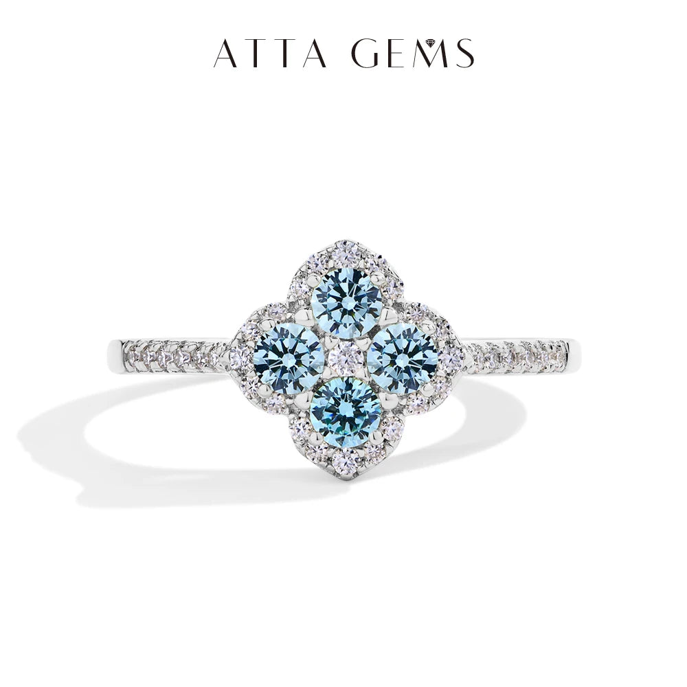 ATTAGEMS S925 Sterling Silver Halo Classic Moissanite Rings for Women Girls Anniversary Gifts Fine Jewelry