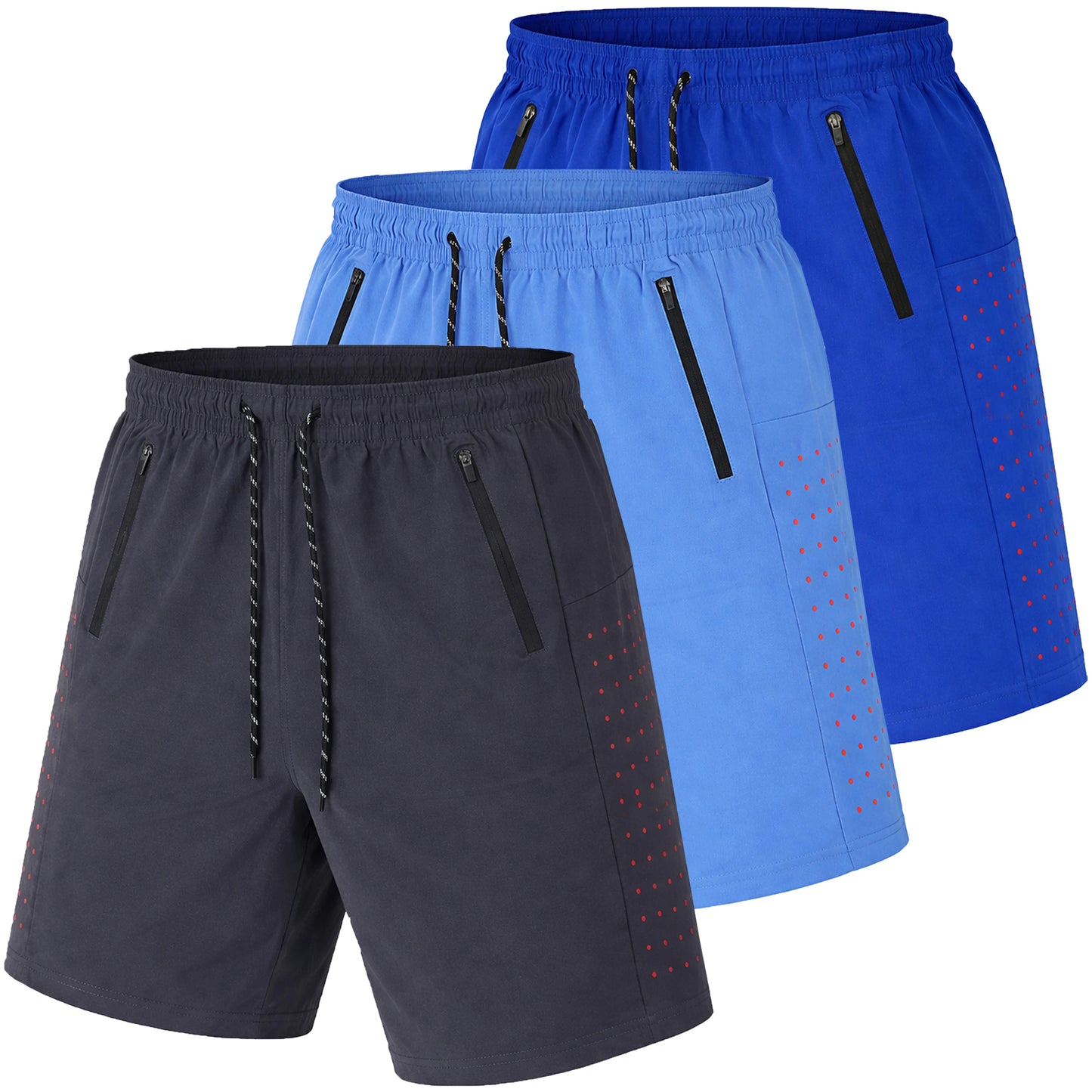 Men's 3-Pack Performance Training Shorts With Zipper Pockets (Sizes, S to 2XL)