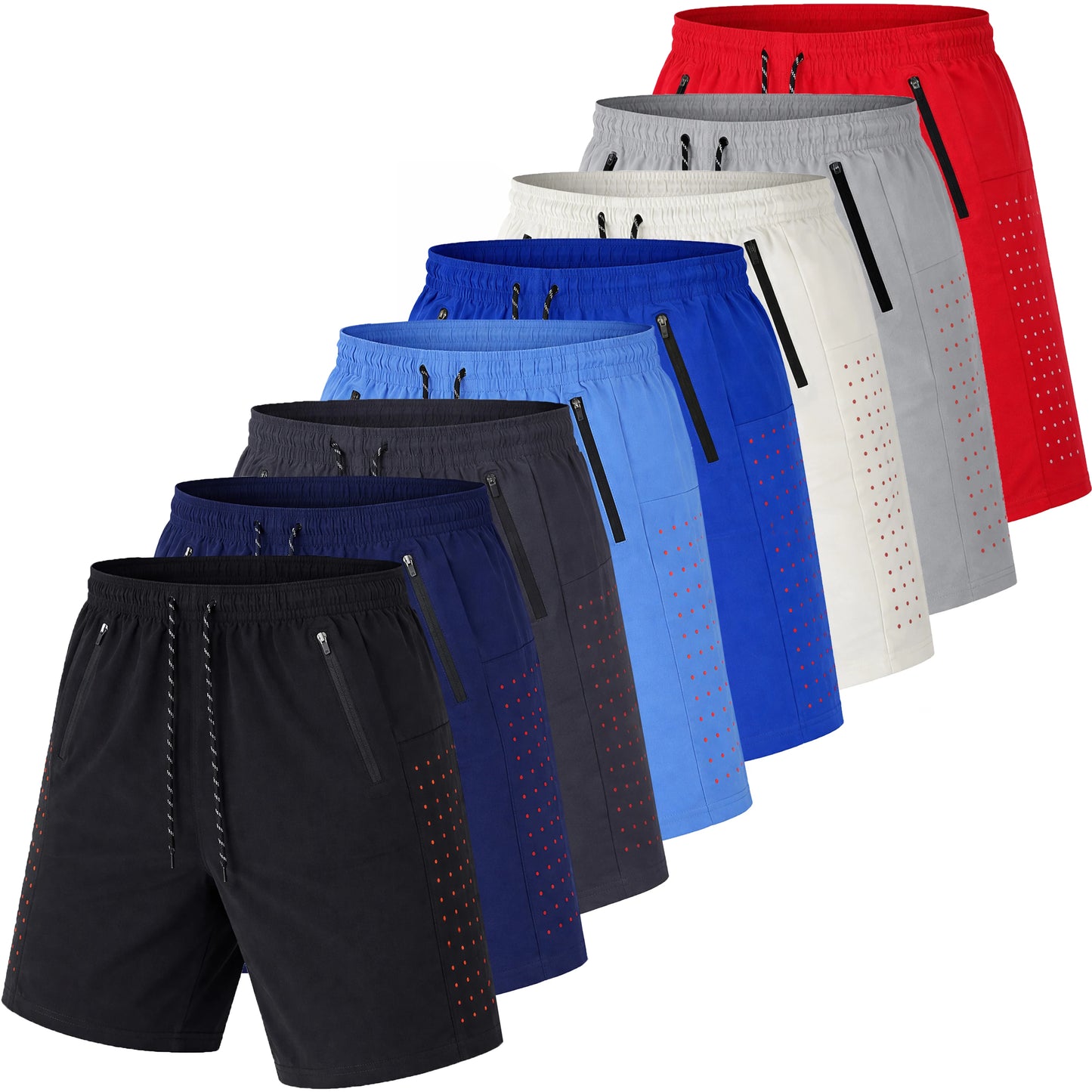 Men's 3-Pack Performance Training Shorts With Zipper Pockets (Sizes, S to 2XL)