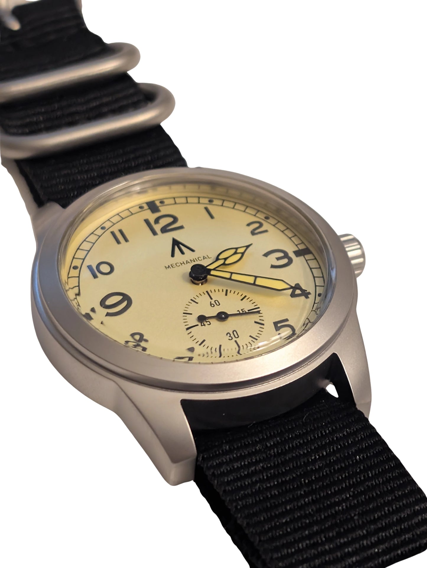 Toujours Pret Mechanical Dirty Dozen Homage 39mm - Stainless Steel Case Field Watch, Sub-Seconds Military Dial