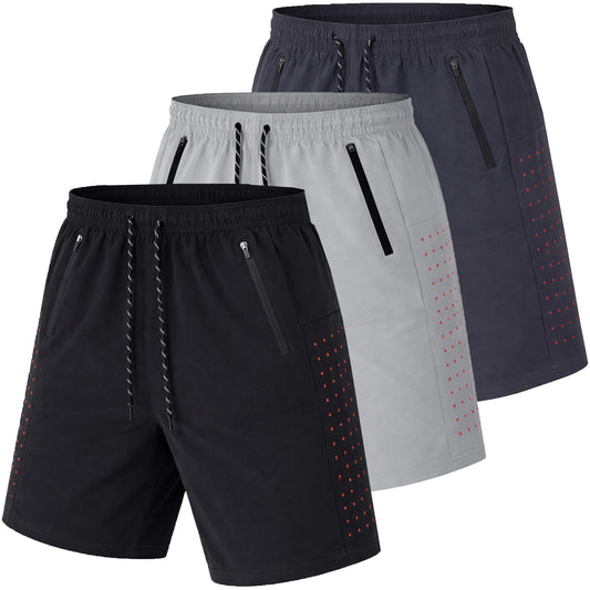 Men's 3-Pack Performance Training Shorts With Zipper Pockets (Sizes, S to 2XL)