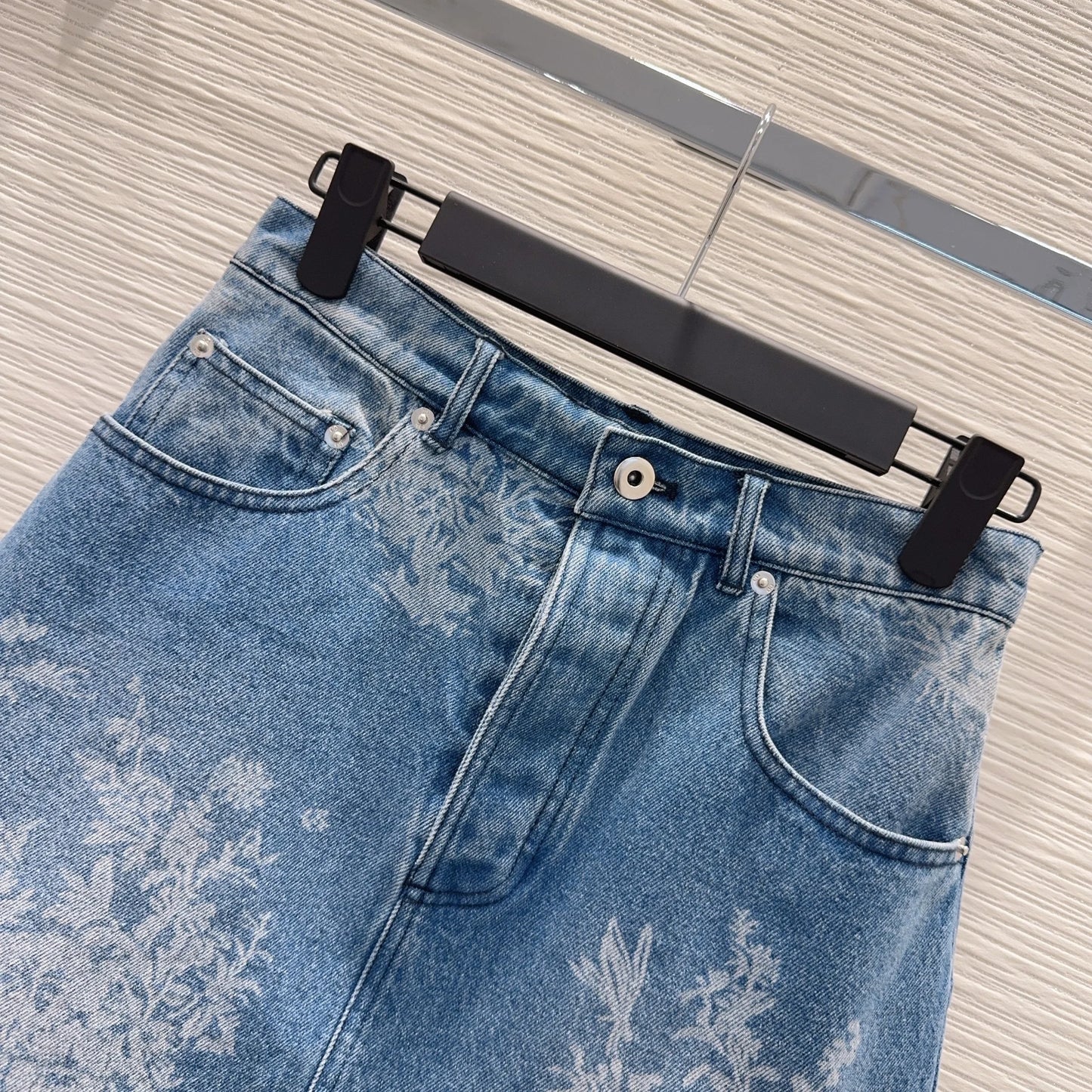 2026 Women Denim Skirt Pure Cotton Fashion A Line Short Skirt Antique Floral Landscape Printed Casual Skirt