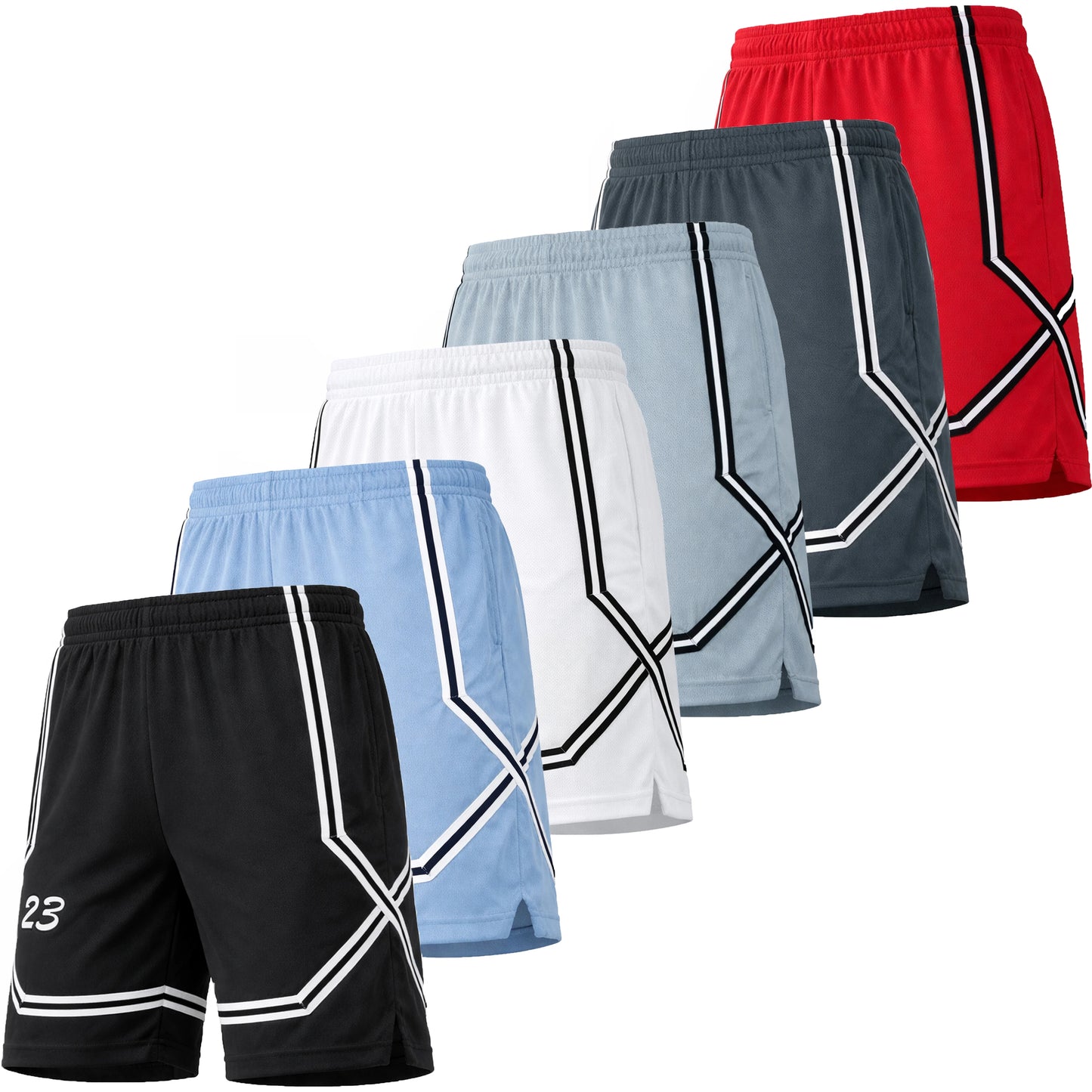 Men's 5-Pack Lightweight Breathable Moisture Wicking Mesh Shorts