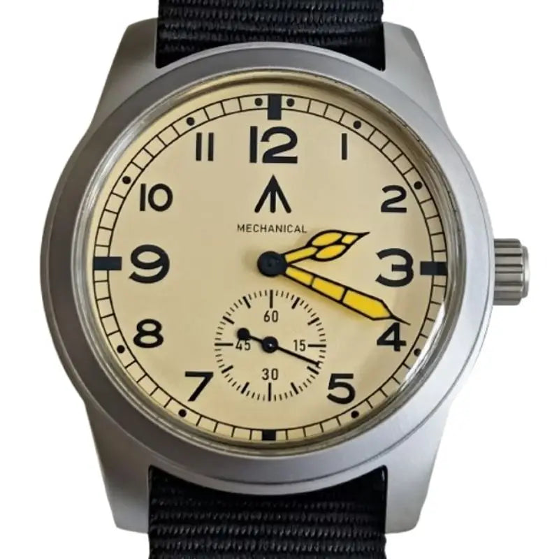 Toujours Pret Mechanical Dirty Dozen Homage 39mm - Stainless Steel Case Field Watch, Sub-Seconds Military Dial