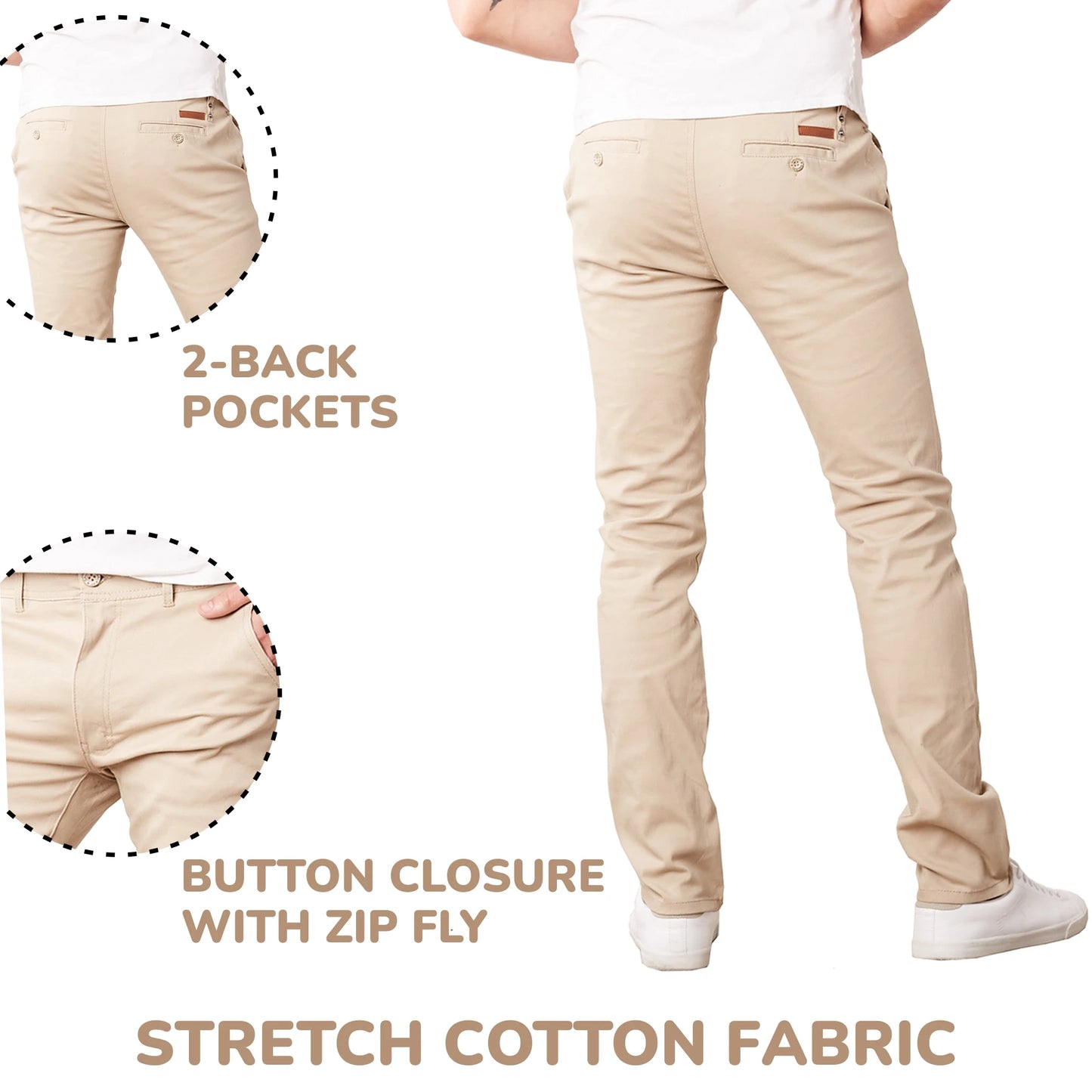 Men's Flat Front Stretch Chino Pants