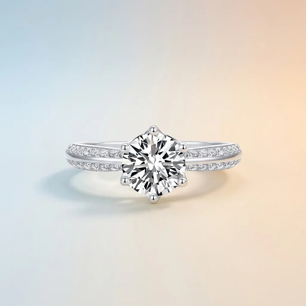 LYEE CYEE 1ct 2ct 3ct Moissanite Ring 925 Sterling Silver 18K Gold Plated Elegant Gift Jewelry for Women Comes with GRA Certificate