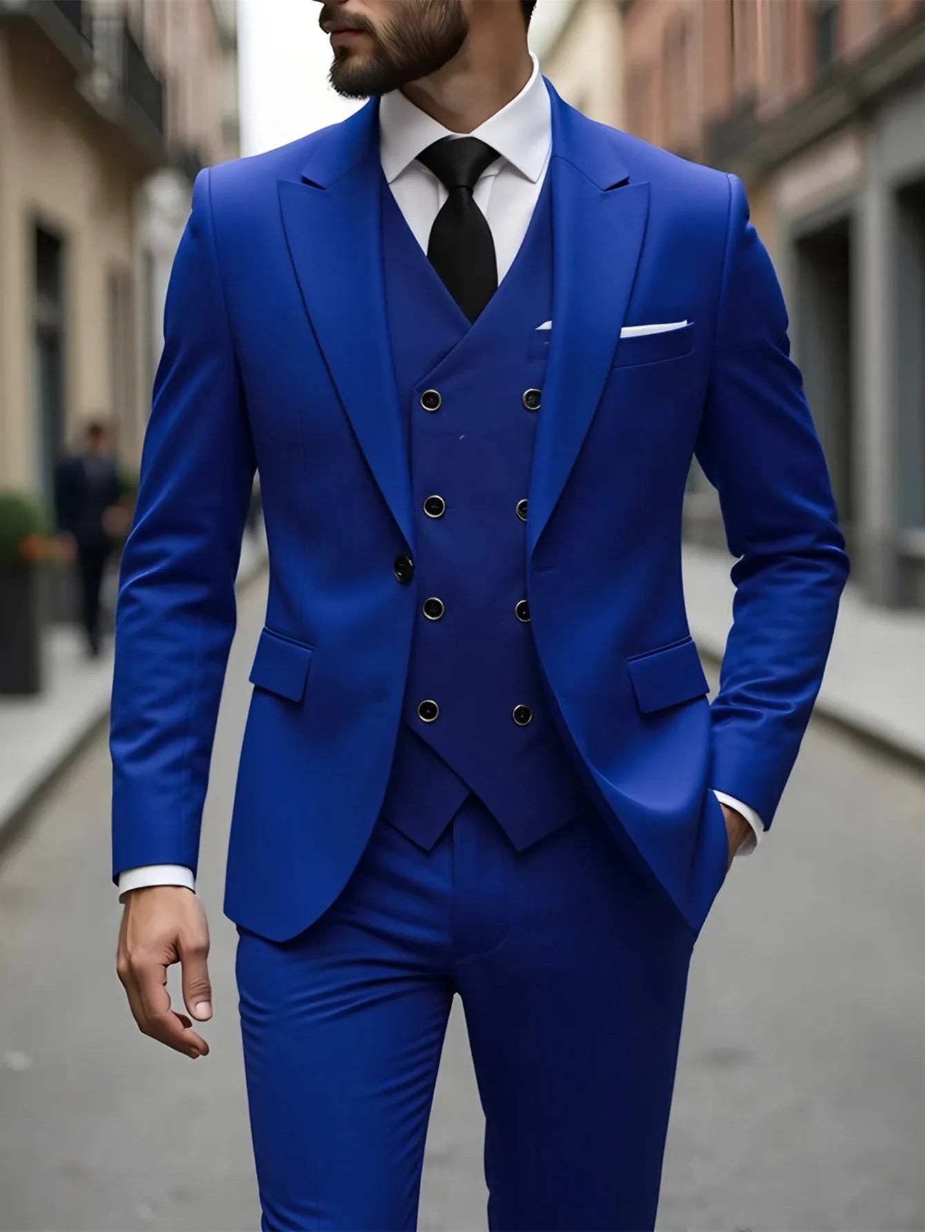 Men'S 3pcs Slim Fit Suits Double Breasted Suit Men Formal Suit for Wedding Prom Dinner Party