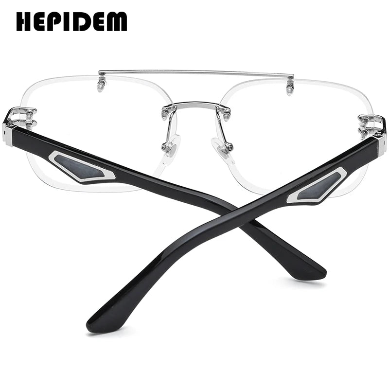 HEPIDEM Buffalo Horn Glasses Men 2025 New Luxury Brand Design Rimless Frameless Big Oversize Square Buffs Eyeglasses Frame Women