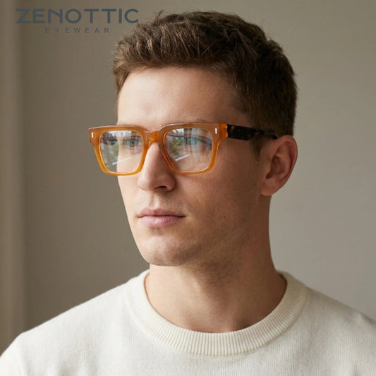 ZENOTTIC Men Square Handmade Optical Frames Stylish High Quality Daily Eyewear