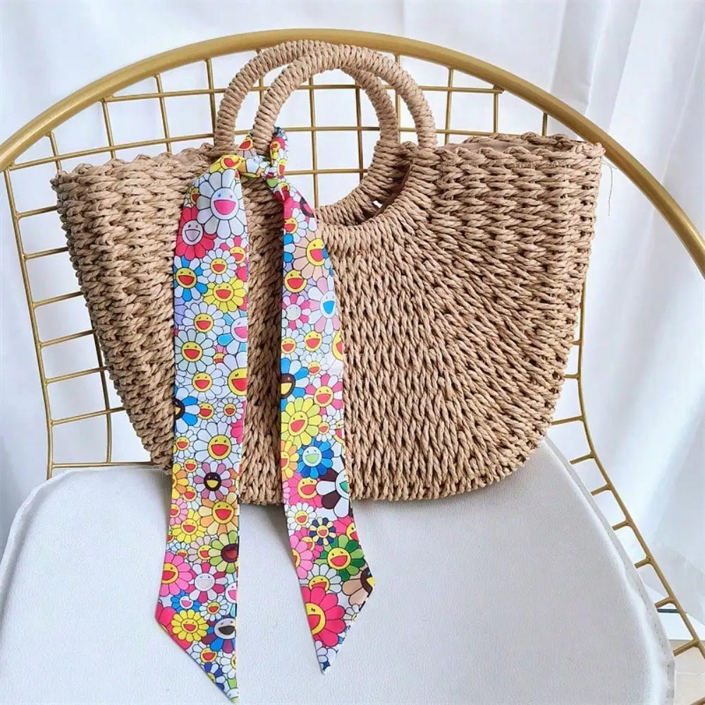 Versatile Long Skinny Silk Scarf for Women, Multiway Ribbon Tie as Bag Charm Hair Band Neck Scarf Belt, Elegant Print Gift