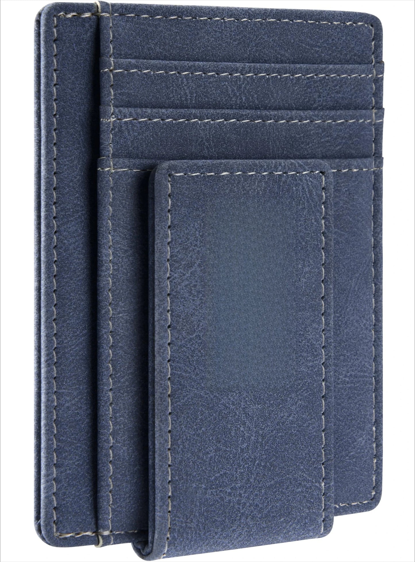 Slim Wallet for Men RFID Blocking Money Clip, Minimalist Front Pocket Credit Card Holder, Magnetic Thin Wallet with ID Window