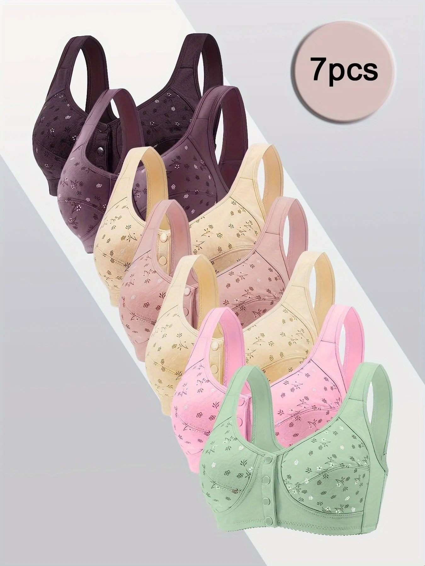 7pcs Elegant Lace Push Up Seamless Bras for Women Large Plus Size Breathable Lingerie,  All-Day Wear