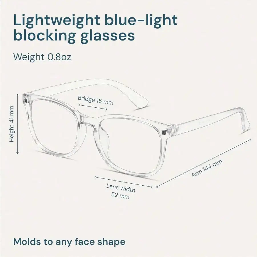 Transparent Clear Blue Light Glasses For Computer And Gaming - Anti UV Ray Lenses Scratch-Resistant And Comfort Fit