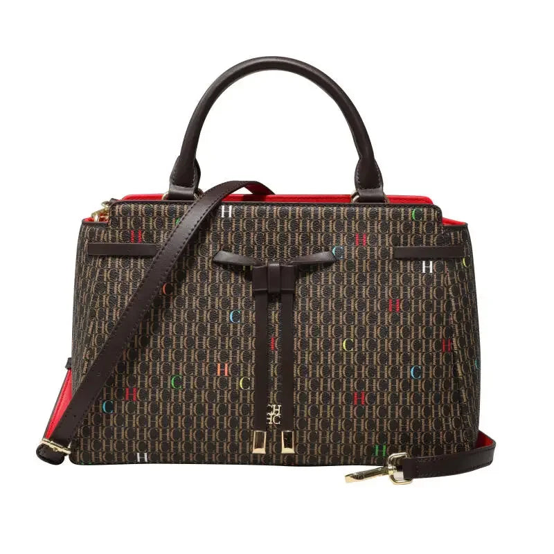 CH Embossed Pattern Tote Bag Bow Accent Versatile Handheld Crossbody Design Daily Commute 2026 New Bag