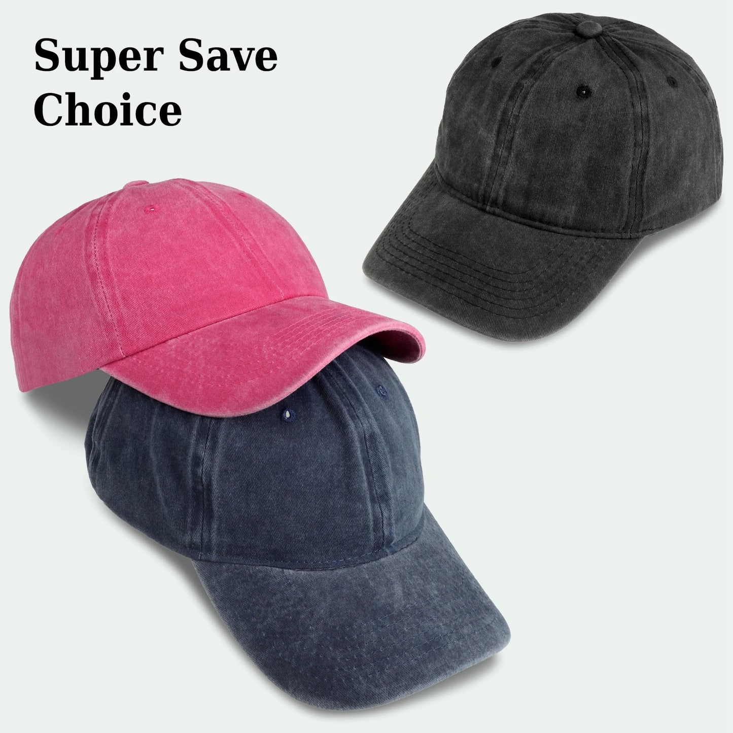 3PCS/Pack Washed Plain Baseball Cap,Retro Adjustable Pure Cotton Hats Gift for Men/Women,Fashion Peaked Cap For Sunshade