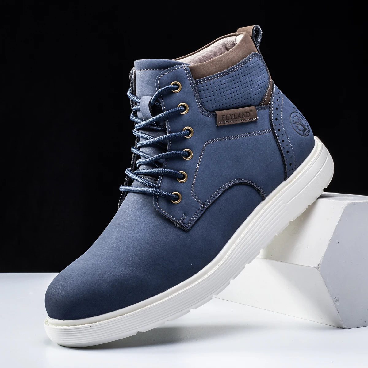 FLYLAND Men's Fashion Vintage Classical Genuine Leather Handmade Chukka Boots Daily Casual Work Office Shoes