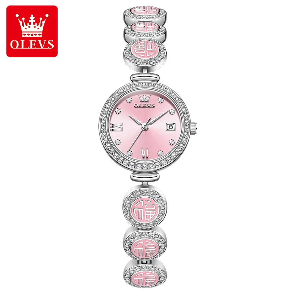 OLEVS 5630 Women's  Watch Luxury Brand Diamond Watch Date Waterproof Clock Quartz Watch Exclusive Blessing Bracelet
