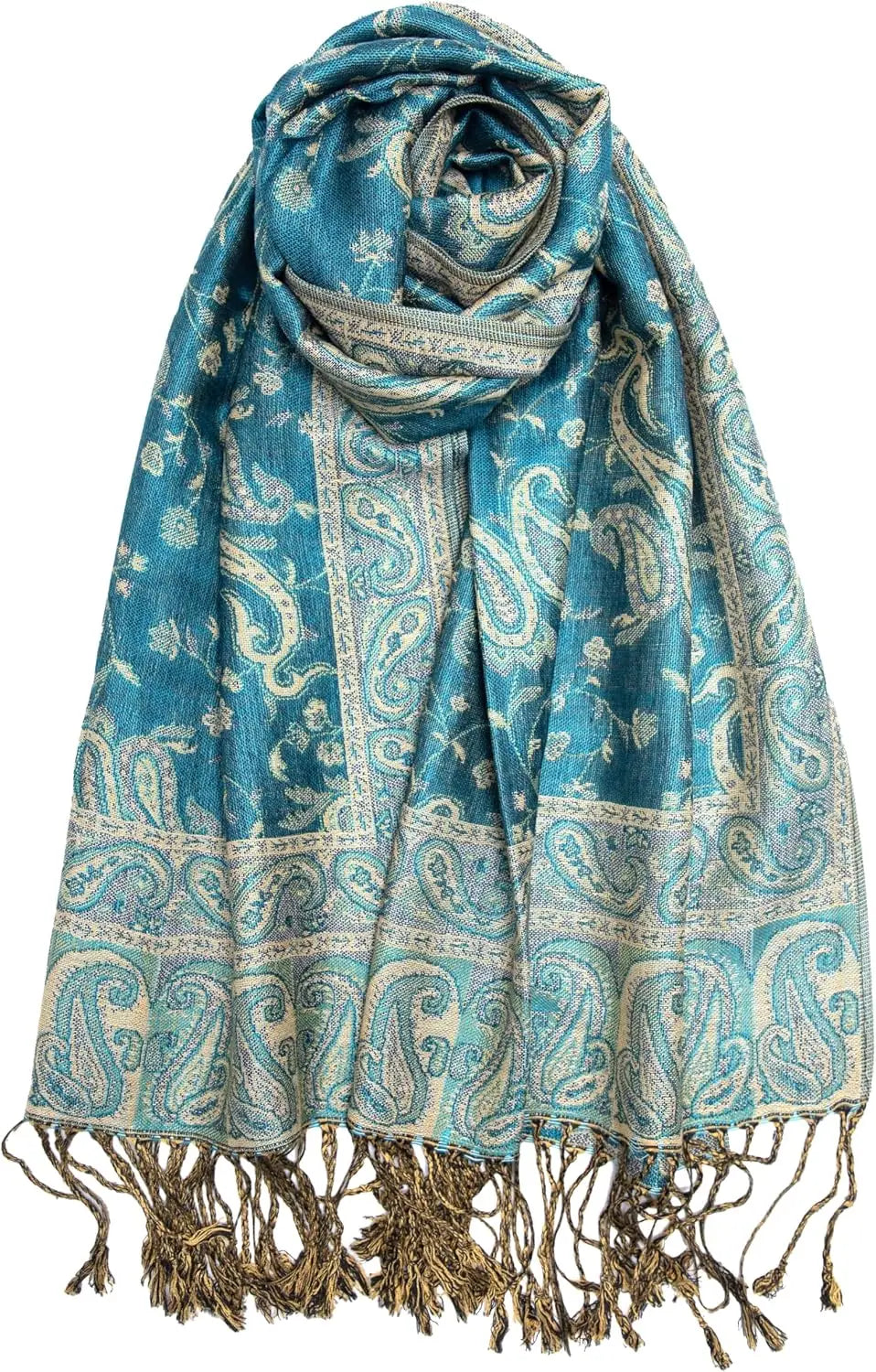 Reversible Paisley Pashmina Rave Scarf – Exotic Indian Shawls and Wraps for Evening Dresses, Festivals, All Seasons