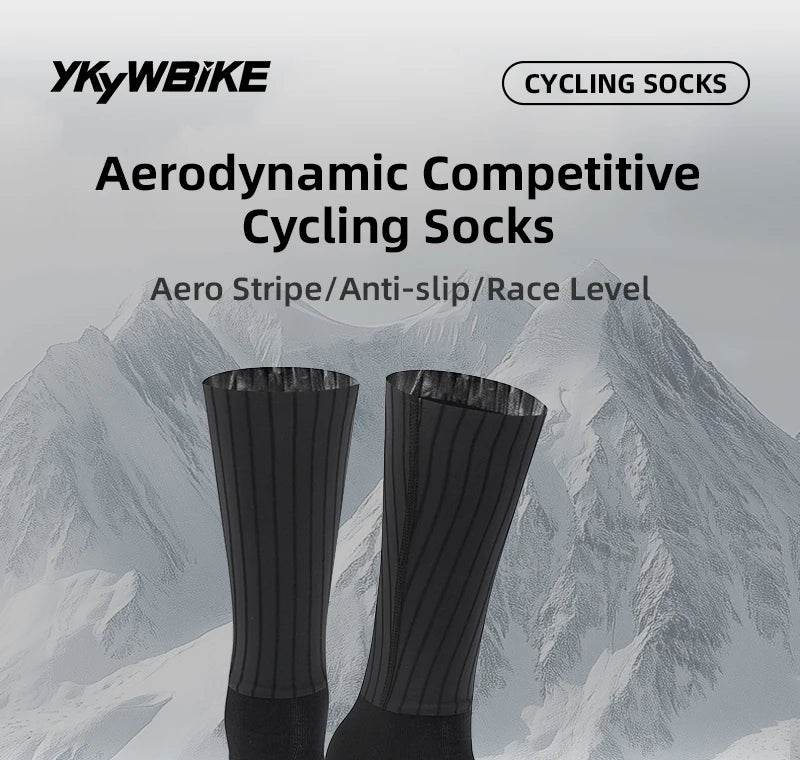 YKYWBIKE Aero Cycling Socks Unisex Aerodynamic Professional Team Race Pro Breathable Anti Slip Road Bike MTB Bicycle Socks