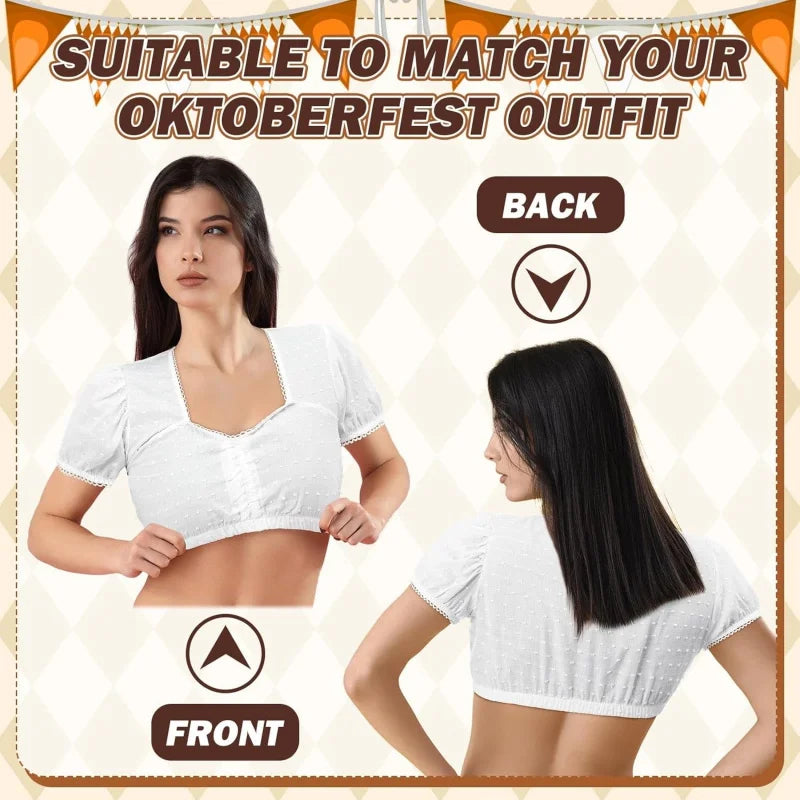 3 Pcs Oktoberfest Dirndl German Blouse Crop Top