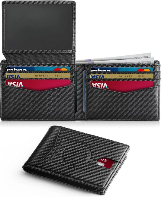 Minimalist Small Compact Front Pocket Credit Card Holder, Thin, Men's Leather Wallet, Smart Security With 2 ID Windows, 1 Cash