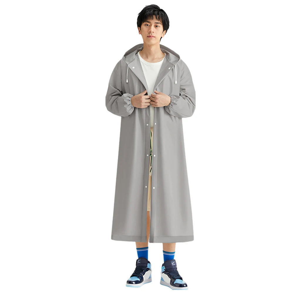 Disposable Adult Long Raincoat Windproof Waterproof Rain Coat Drawstring EVA Rain Coat Portable for Outdoor Travel Emergency