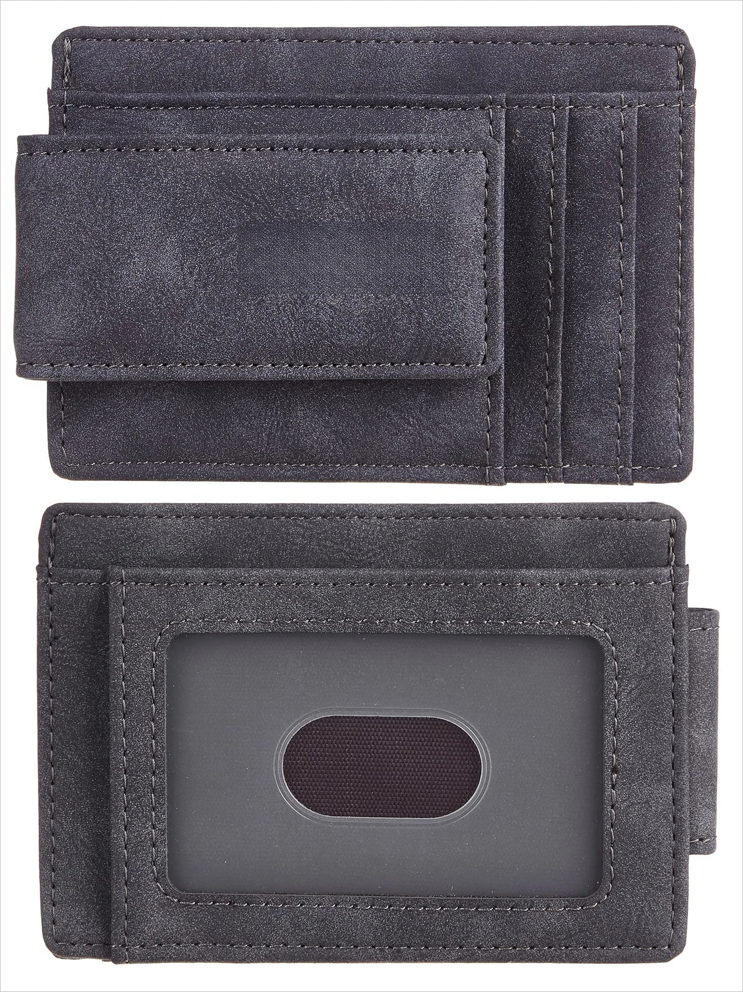 Slim Wallet for Men RFID Blocking Money Clip, Minimalist Front Pocket Credit Card Holder, Magnetic Thin Wallet with ID Window