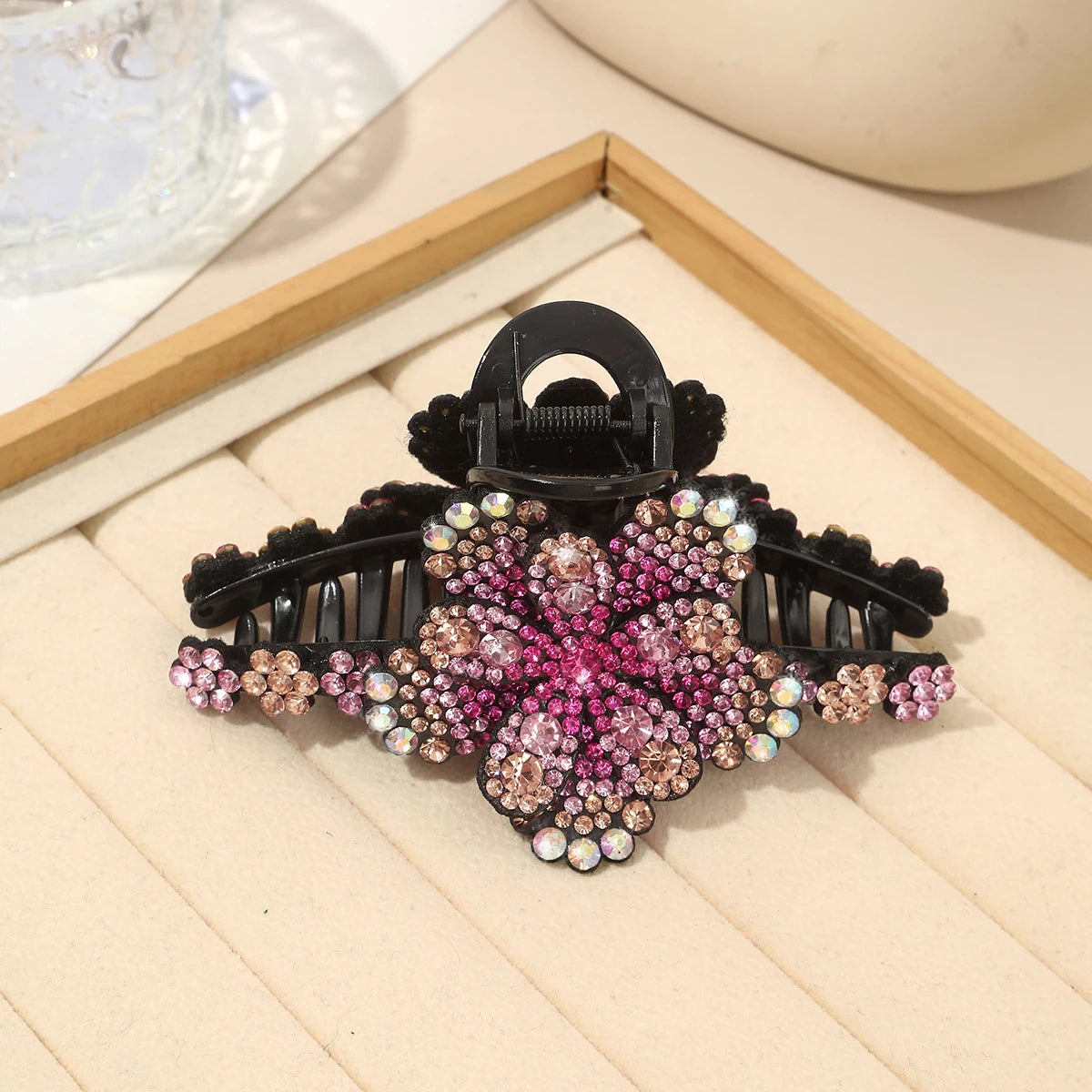 AWAYTR New Flower Hair Claws Clips Hairpins For Girls Women Fashion Rhinestone Hairgrip Barrettes