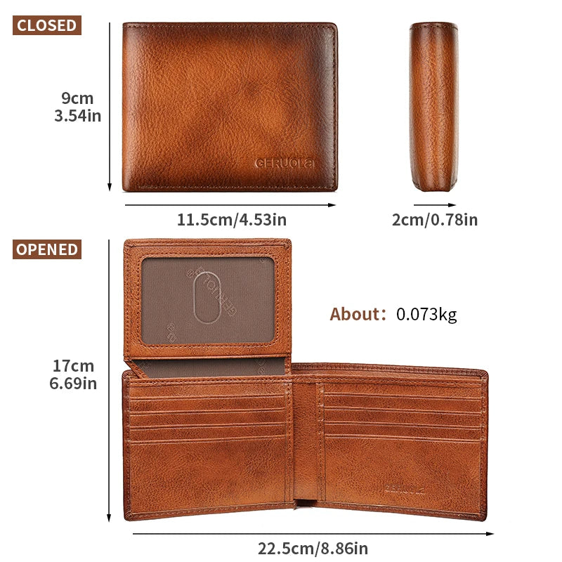 2025/2026 Bestseller! Short-style wallet crafted from genuine top-grain cowhide leather. Features RFID blocking technology.