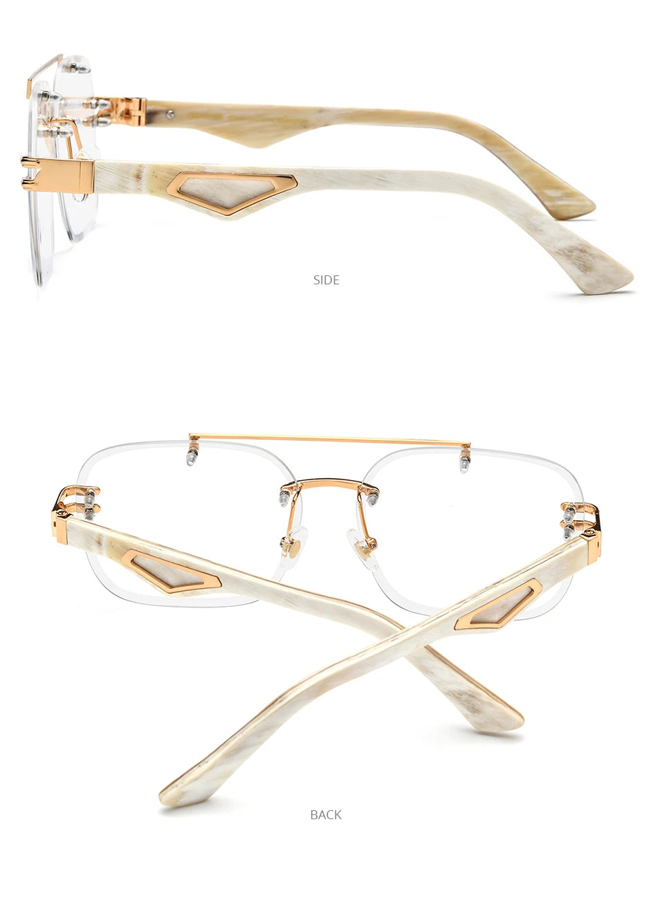HEPIDEM Buffalo Horn Glasses Men 2025 New Luxury Brand Design Rimless Frameless Big Oversize Square Buffs Eyeglasses Frame Women