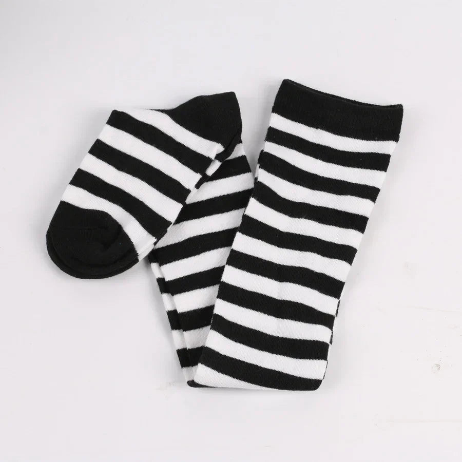 Womens Striped Thigh High Stockings Ladies Girls Black White pink Long Over Above Knee Socks femboy Cosplay Lolita Harajuku Y2k