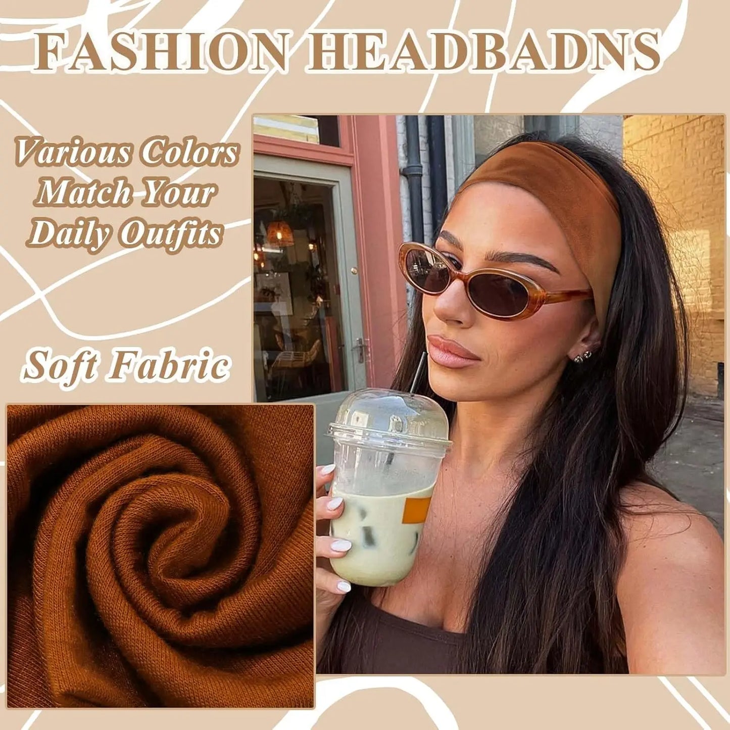 Wide Headband Women's Fashionable Bohemian Thick Hairband/ Large African Sports Yoga Turban Headwrap Hair Accessory (DARK GRAY)