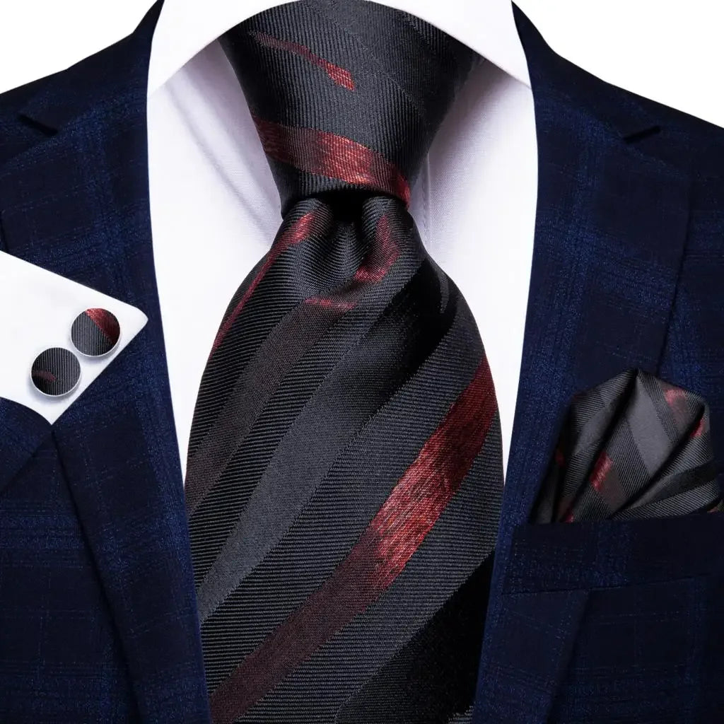 Hi-Tie Paisley Wine Red 100% Silk Men's Tie NeckTies 8.5cm Ties for Men Formal Business Luxury Wedding