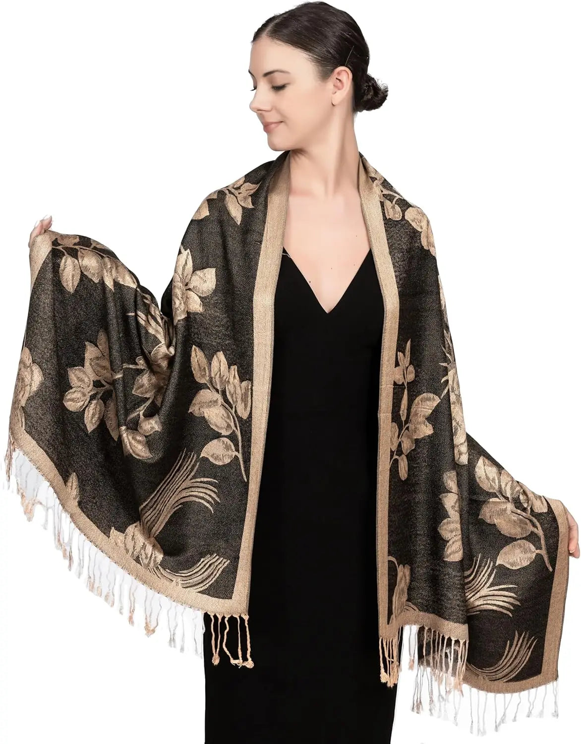 Reversible Paisley Pashmina Rave Scarf – Exotic Indian Shawls and Wraps for Evening Dresses, Festivals, All Seasons
