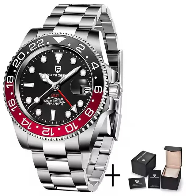 PAGANI DESIGN 2026 GMT Watches Men Luxury Sapphire Automatic Mechanical Watch 40MM Stainless Steel Waterproof Watches for men