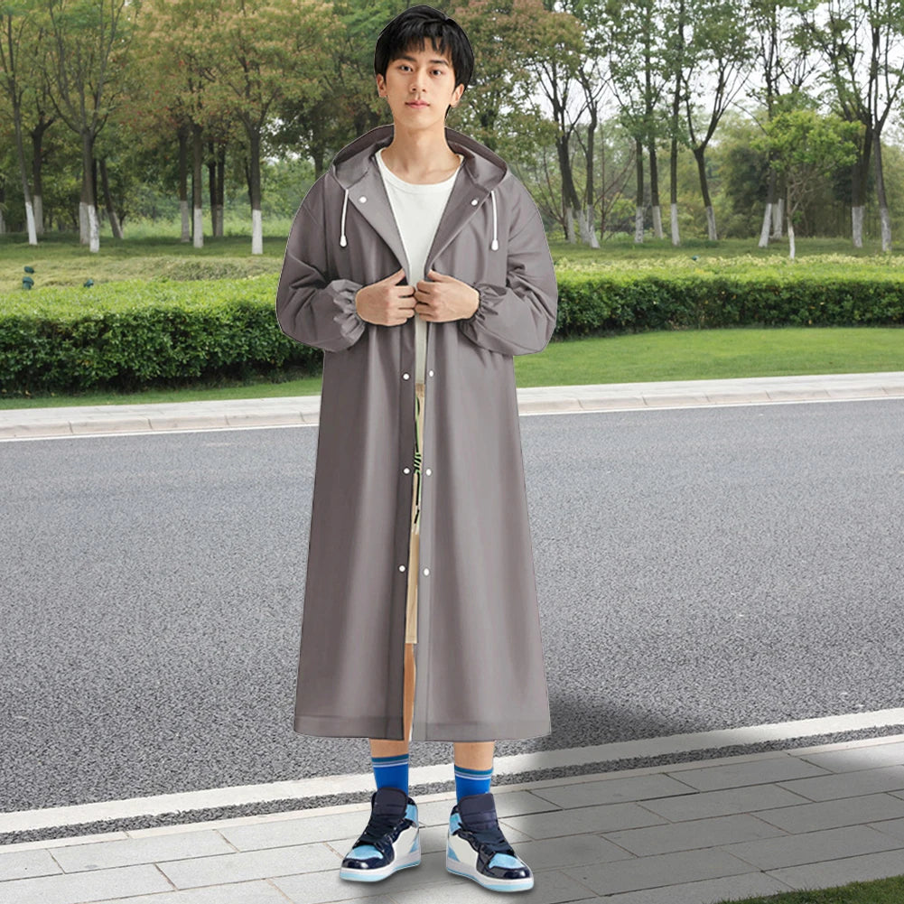 Disposable Adult Long Raincoat Windproof Waterproof Rain Coat Drawstring EVA Rain Coat Portable for Outdoor Travel Emergency