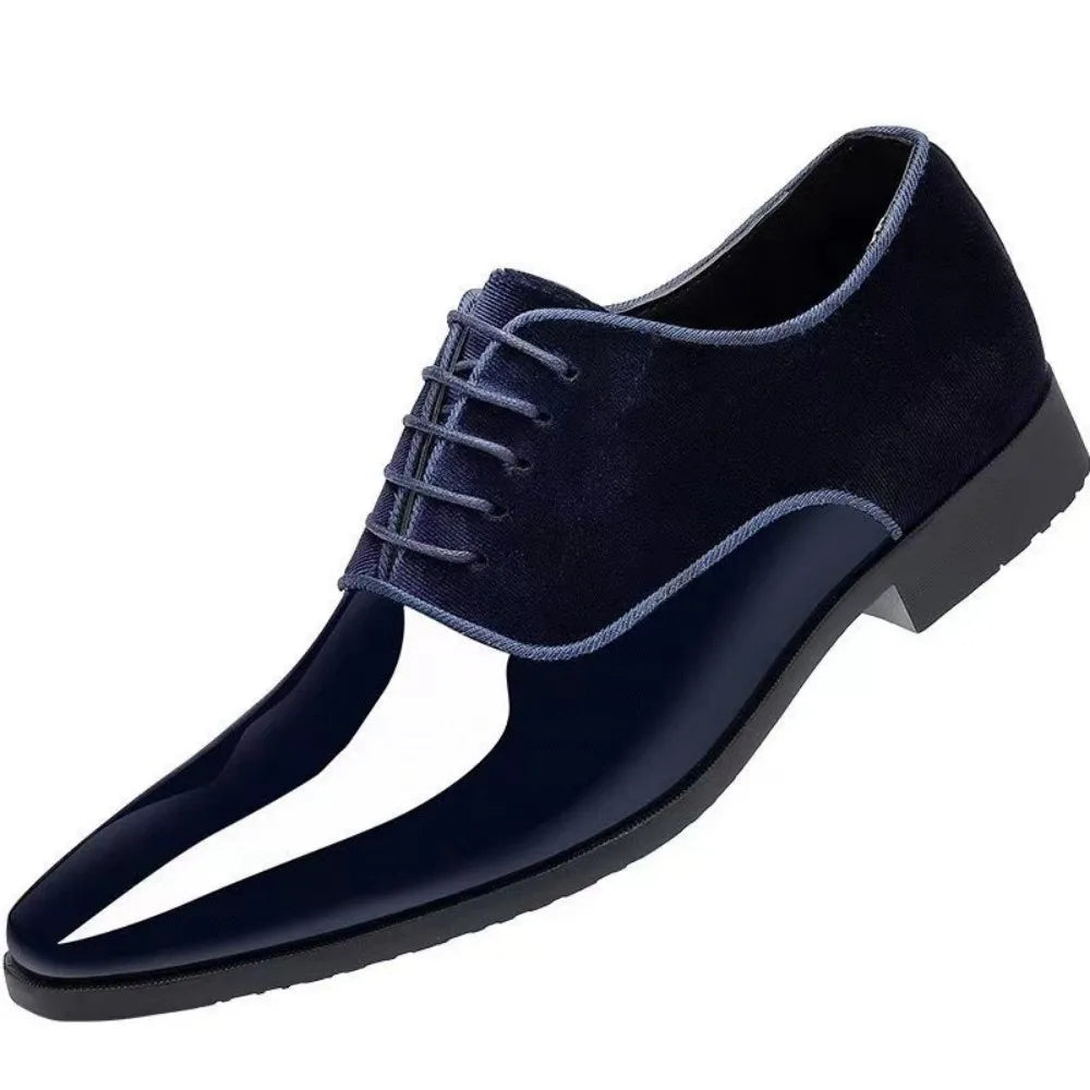 Men's Oxford Shoes High Gloss Low Top Square Toe Lace-Up Formal Suit Tuxedo Dress Shoes For Business Casual Shoe For Men