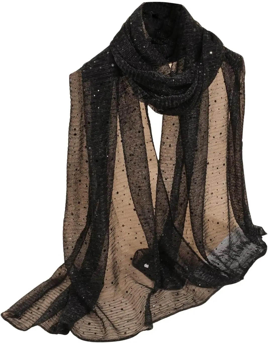 Women's Sequin Bandana Square Scarf Silk Scarves Mesh Shawl and Wrap for Evening Dresses