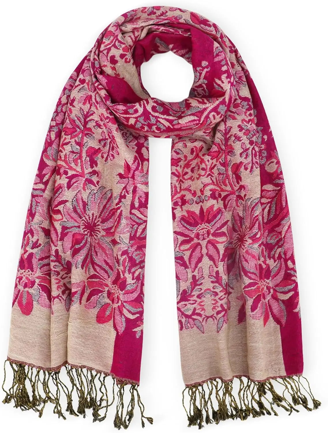 Silky Paisley Pashmina Shawl Scarf-Women's Soft Double-side Jacquard Pashminas Wrap for Evening Dress Travel Shawl