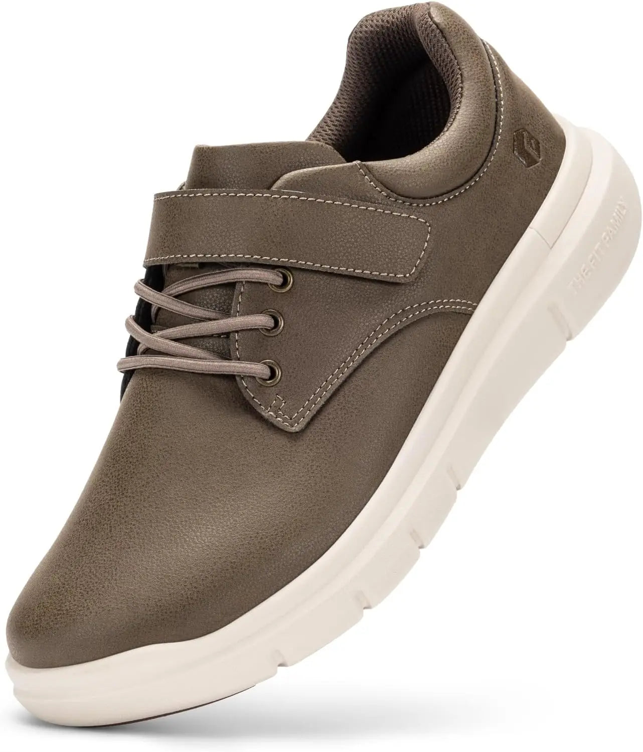 FitVille Men's Wide Width Leather Oxford Dress Shoes Hook And Loop Orthopedic Walking Sneakers For Swollen Feet Diabetic Bunion