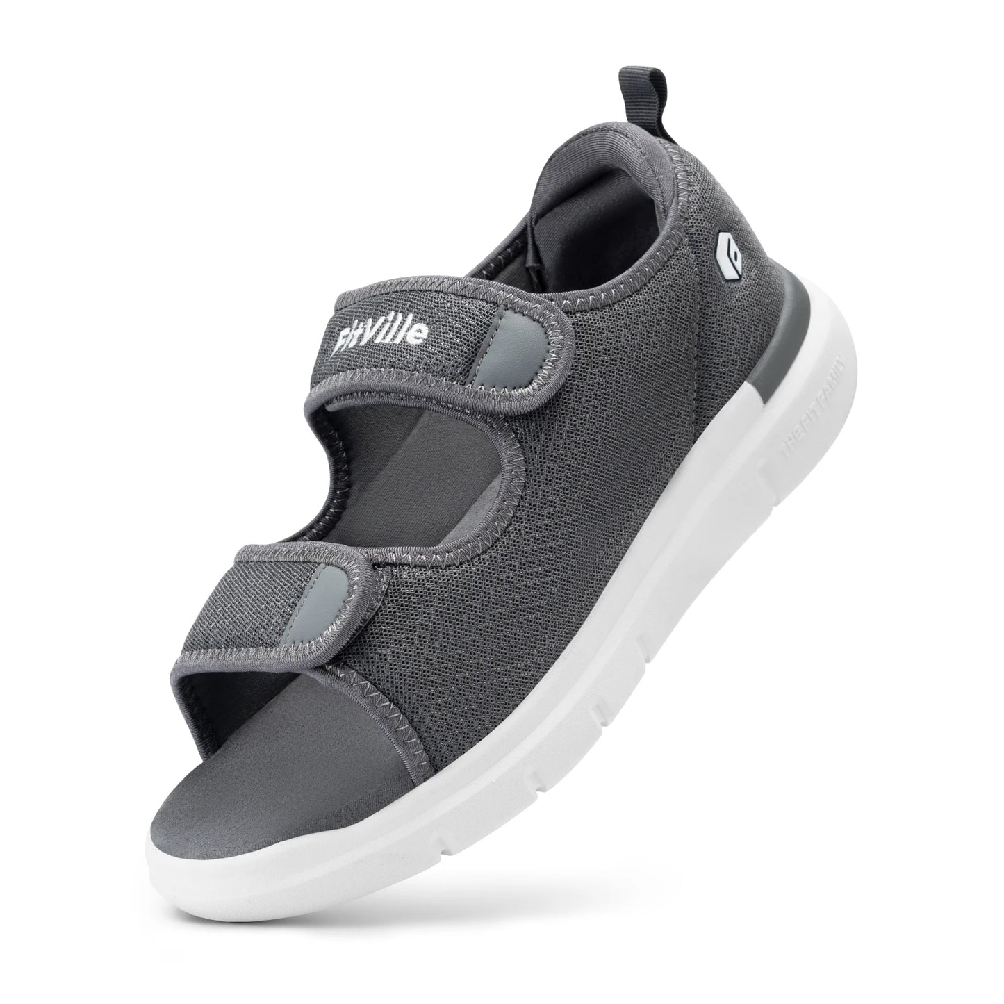 FitVille Men'S Sandals Summer Flat Shoes Widened Elderly Casual Shoe Breathable Lightweight For Plantar Fasciitis Pain Relief