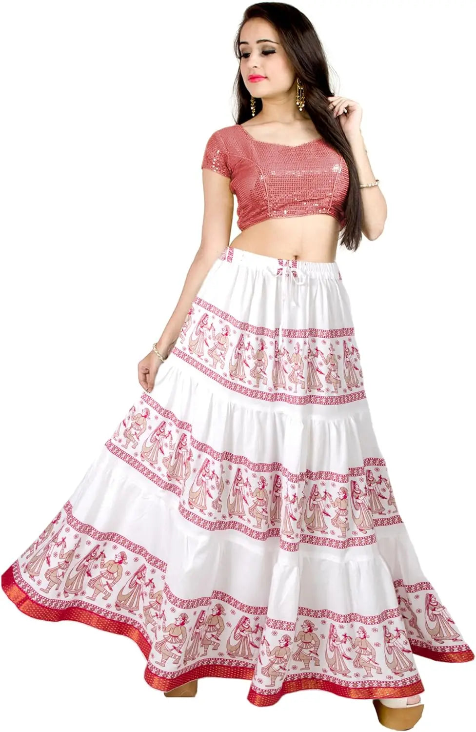 Flowy Long Skirt for Women A Line Casual Beach Party Holiday Maxi Skirts (S113-P)