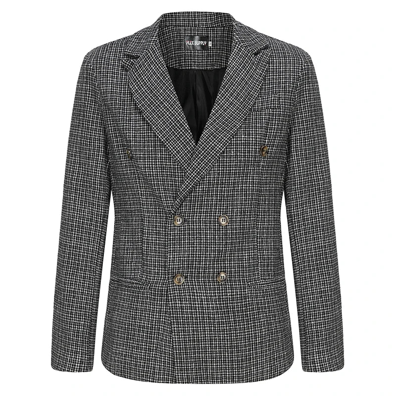 Men s Classic Plaid Print  Fit Blazer Jacket with Notched Lapel and Two Button Closure for Fall Fashion Comfort