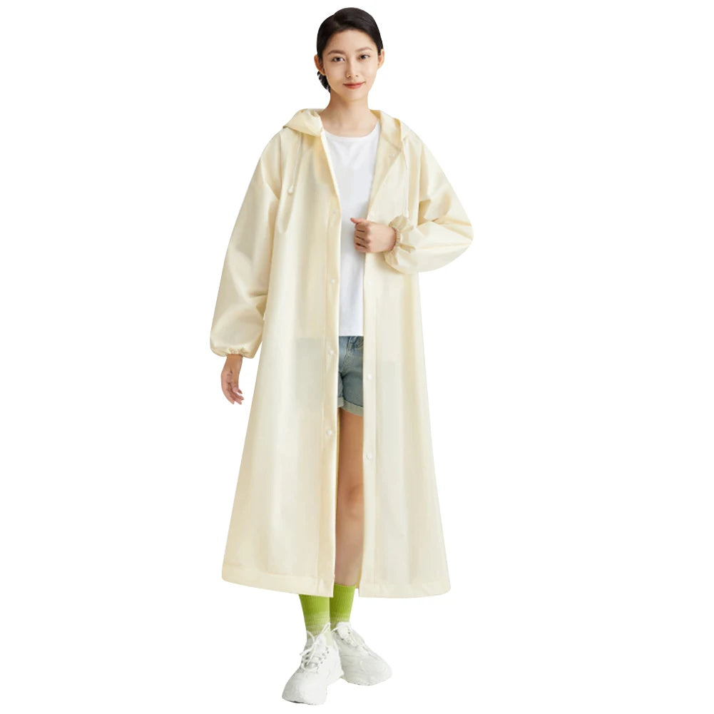 Disposable Adult Long Raincoat Windproof Waterproof Rain Coat Drawstring EVA Rain Coat Portable for Outdoor Travel Emergency
