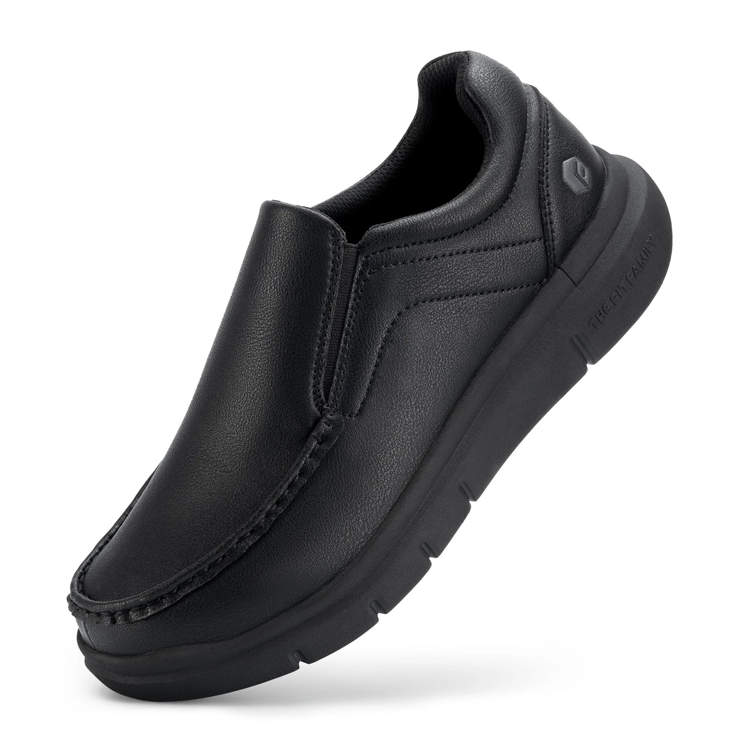 FitVille Men Wide Fit Leather Slip On Casual Loafers, Lightweight Arch Support Walking Shoes, Orthopedic Pain Relief Shoes for Swollen Feet & High Instep